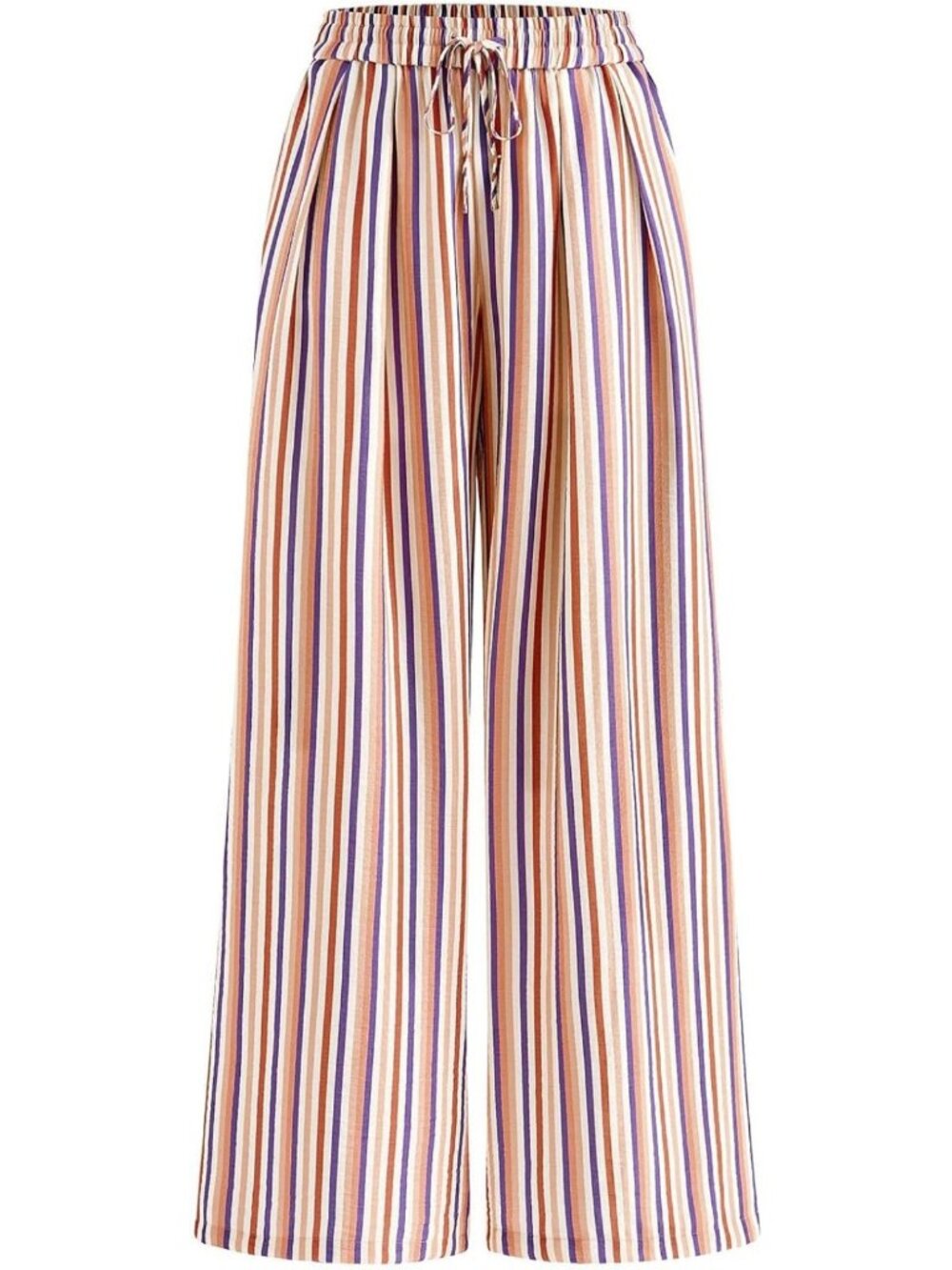 Lightweight Striped Palazzo Pants for Women - Elastic Waist, Comfortable Fit